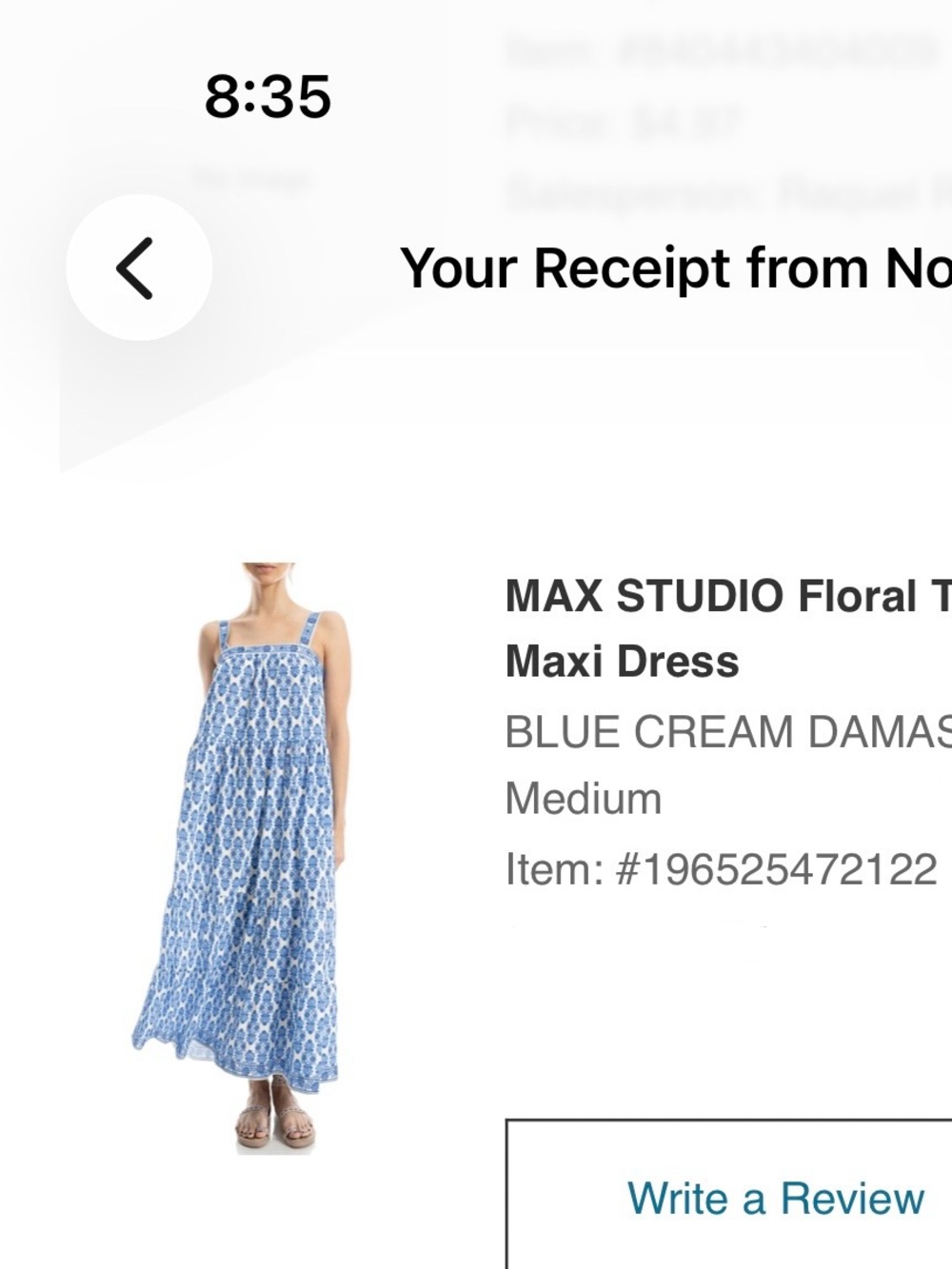 WORN TWICE Max Studio Blue and White Floral Maxi Dress with Straps